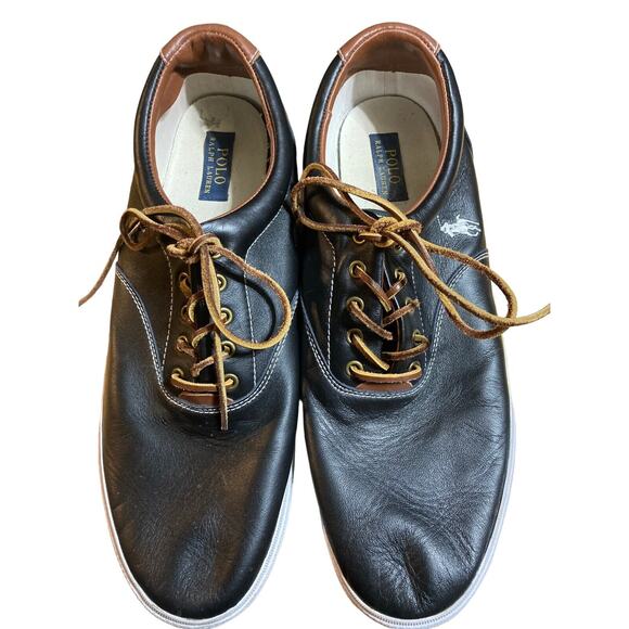 Polo Ralph Lauren Men's Black Vaughn Canvas/Leather Upper Deck Shoes size 16D - Picture 1 of 11